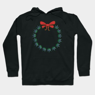 Purple Kush Christmas Wreath Red Bow Hoodie